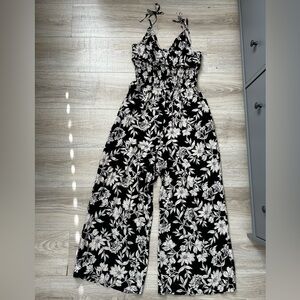 Black and Beige Floral Jumpsuit
